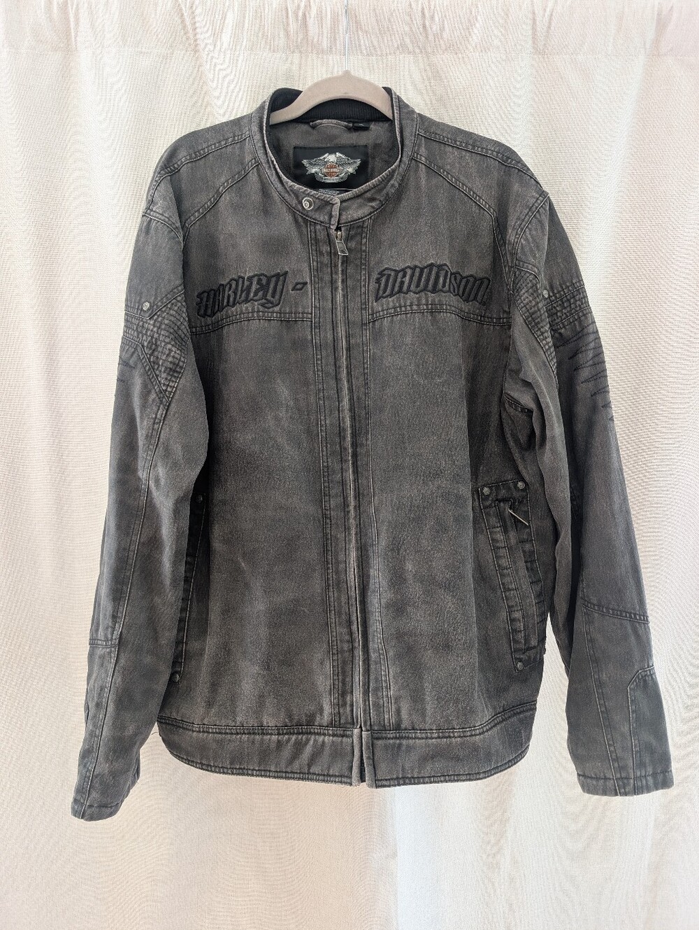 Harley Davidson Exhibit Distressed Riding Jacket Mens XL Gray Motorcycle Biker